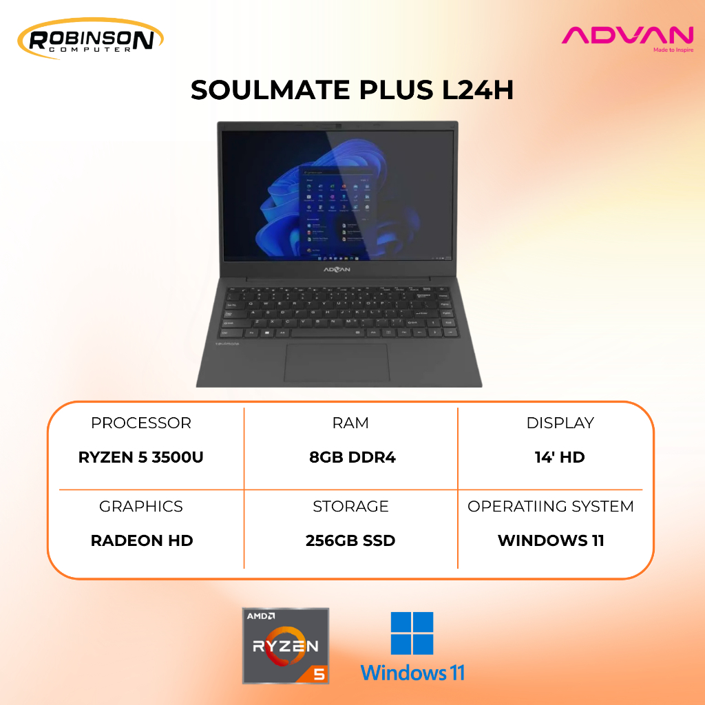 LAPTOP | ADVAN SOULMATE PLUS L24H | RYZEN 5 3500U