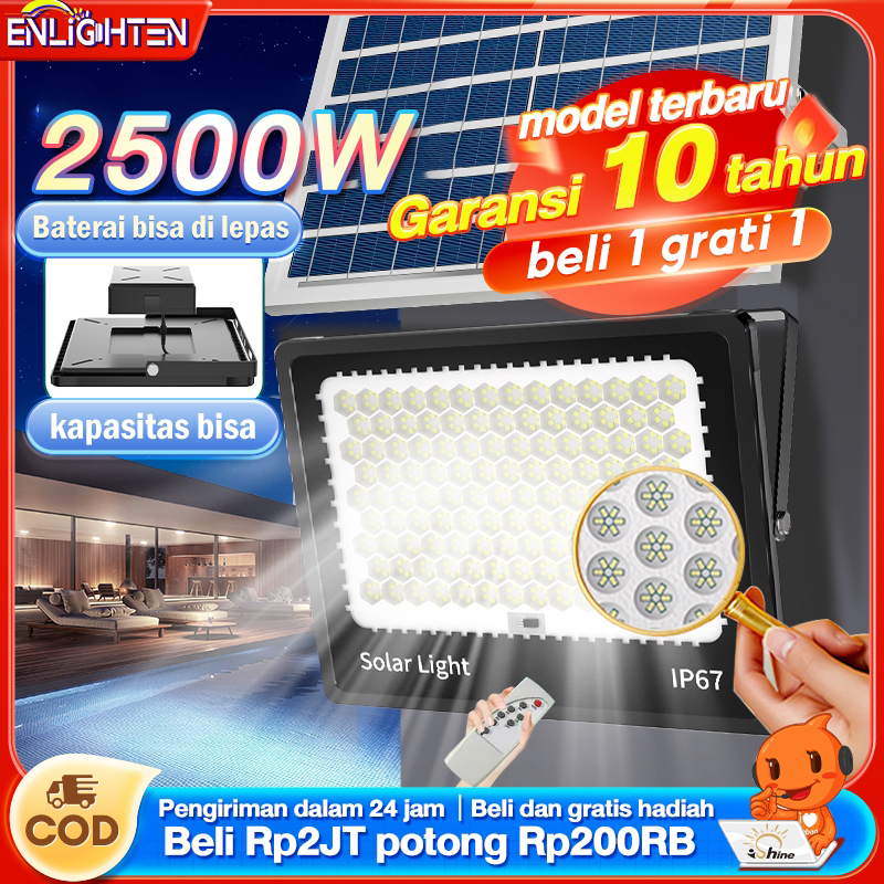 【beli 1 grati 1】Lampu Sorot Solar Cell Ready Stock 2500W Watt Lampu Led Tenaga Matahari Lampu Panel 