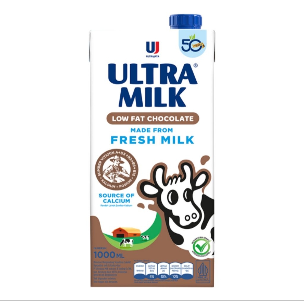 

Ultra Milk Susu UHT Cokelat Rendah Lemak 1000 ml