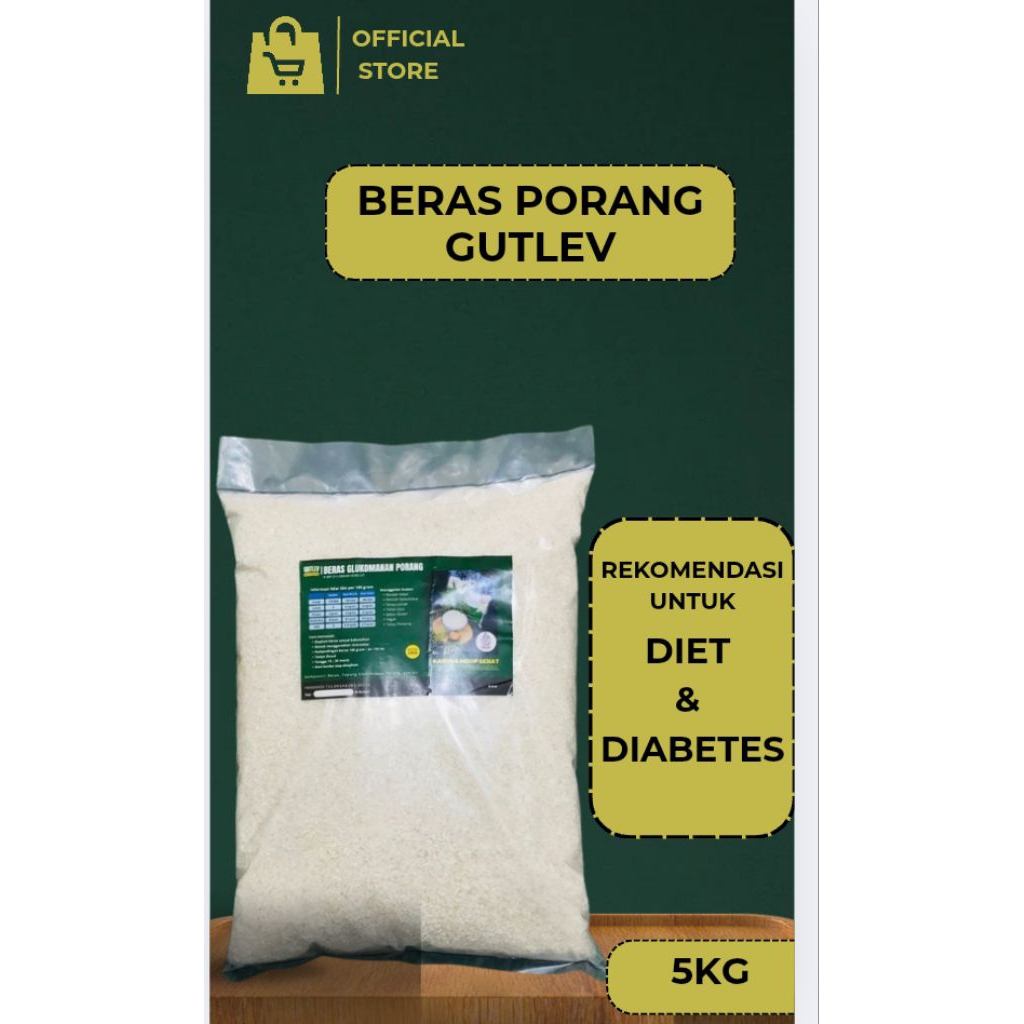 

Gutlev Beras Glukomanan Porang 5 Kg - Rendah Kalori, Bebas Gula dan Lemak