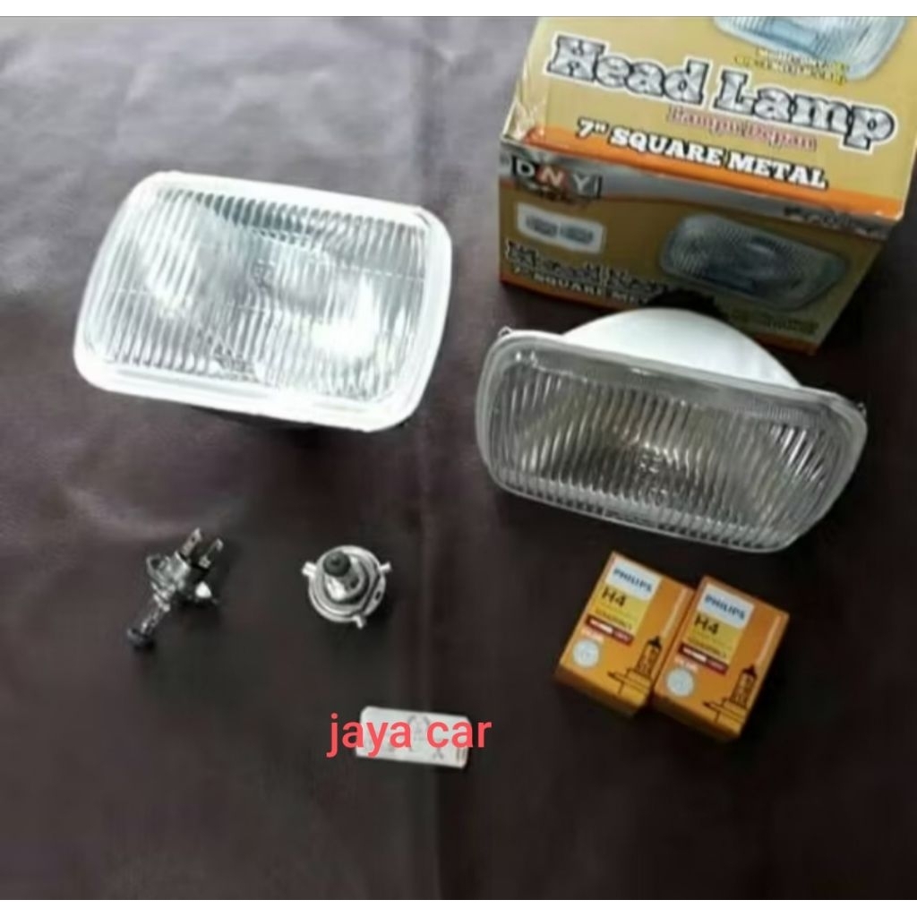 lampu depan lampu utama Panther kotak plus bohlam Philips sepasang