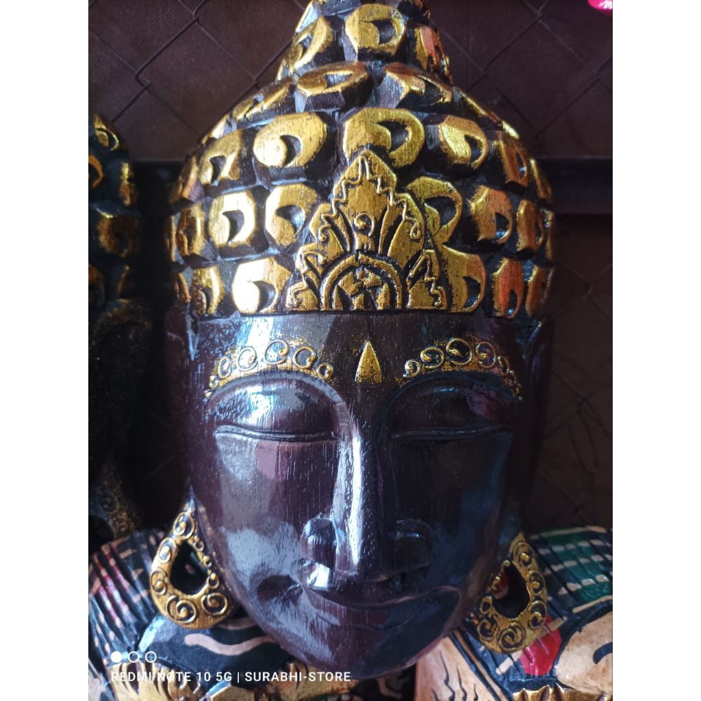 Pajangan  Dinding Wajah Buddha Buddhisme Kayu