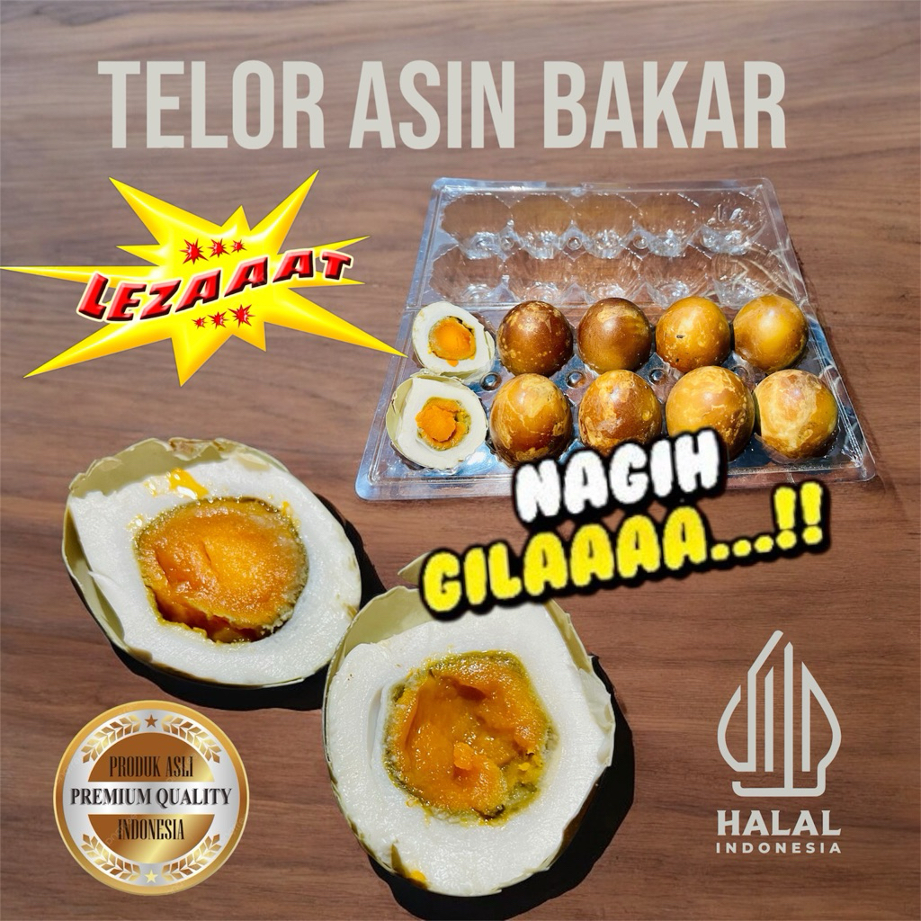

Telor Asin Bakar Asli gurih dan bikin nagih di jamin halal real 100% isi 10pcs