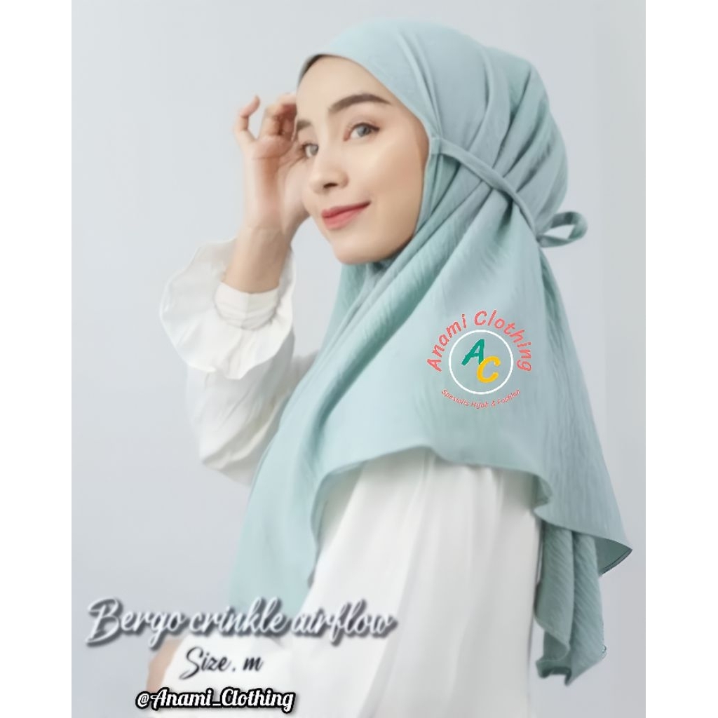 HIJAB BERGO CRINKLE PREMIUM ( M ) / HIJAB INSTAN BERGO CRINKLE / JILBAB INSTAN CRINKLE / KERUDUNG IN