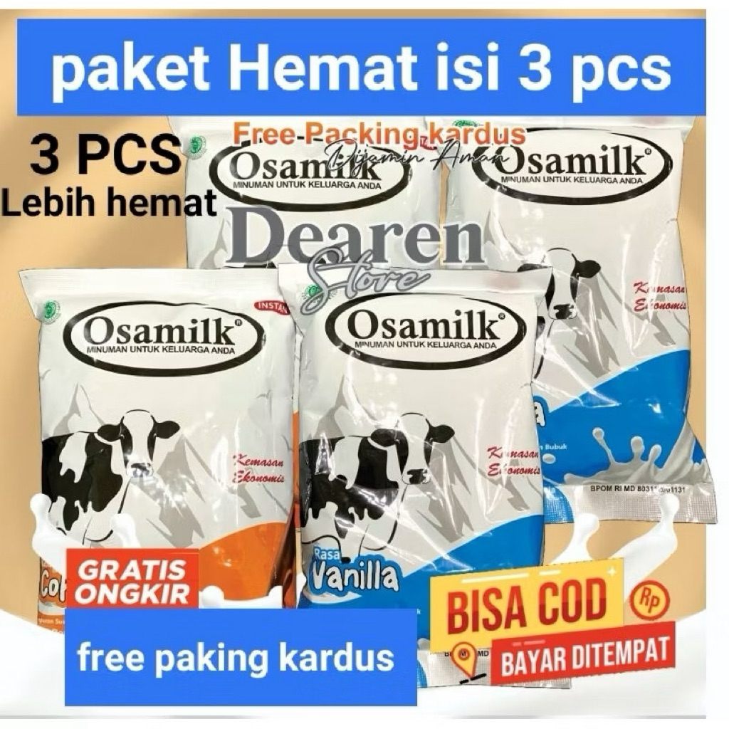 

OSAMILK SUSU PAKET 3 pcs . kemasan 500 gram. free paking kardus. susu penggemuk badan . dijamin produk original