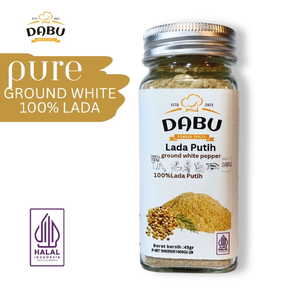 

Lada Putih Bubuk Murni 100% WHITE PEPPER DABU-bubuk rempah murni