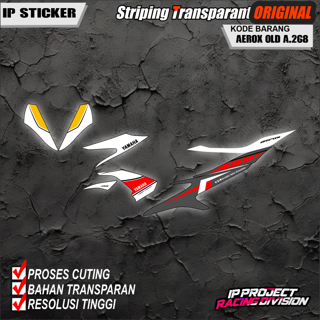 (COD)STRIPING ORIGINAL MOTOR YAMAHA AEROX 155 OLD 2016-2020 DESAIN RACING HOLOGRAM DAN TRANSPARAN