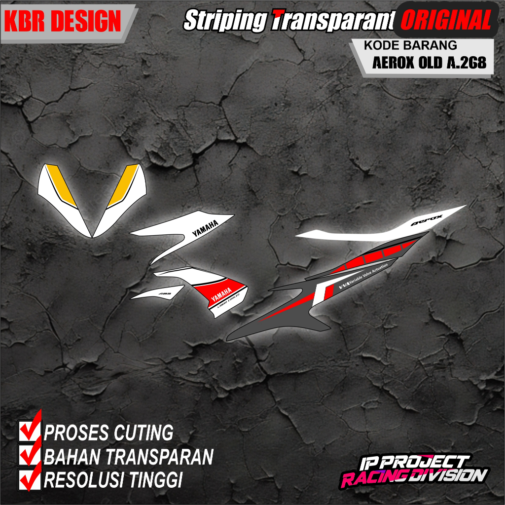 (COD)STRIPING ORIGINAL MOTOR YAMAHA AEROX 155 OLD 2016-2020 DESAIN RACING HOLOGRAM DAN TRANSPARAN