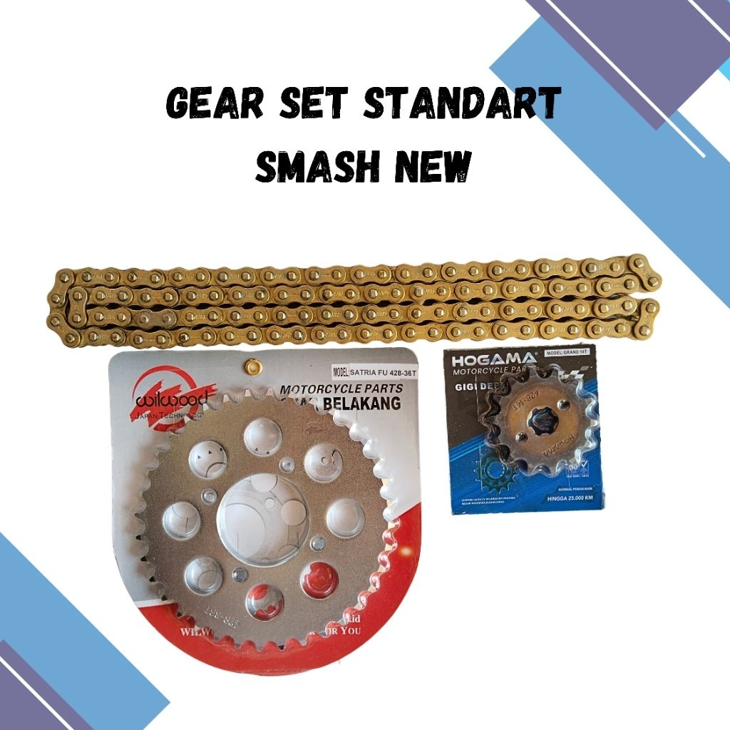 GEAR SET GIR SET SUSUKI SMASH NEW STANDART RANTAI EMAS GOLD 14T/36T-112L
