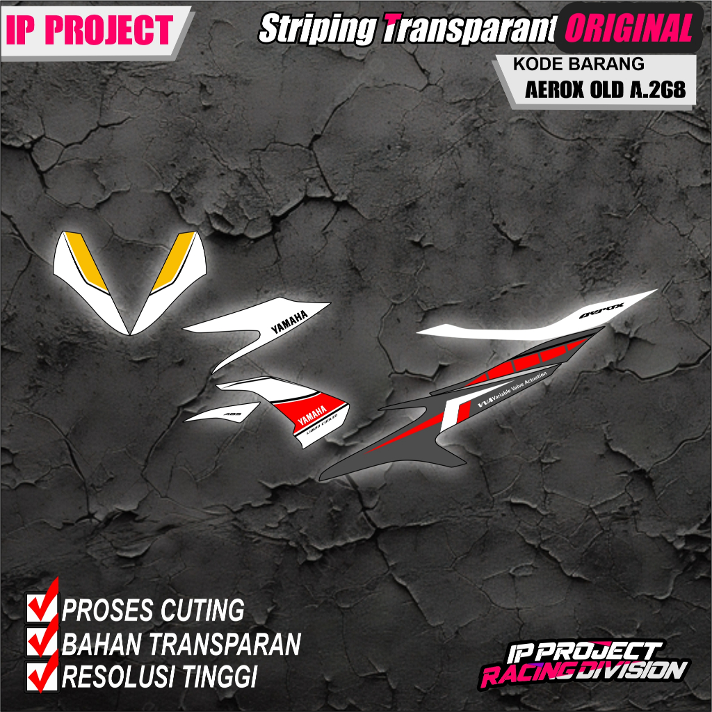 (COD)STRIPING ORIGINAL MOTOR YAMAHA AEROX 155 OLD 2016-2020 DESAIN RACING HOLOGRAM DAN TRANSPARAN