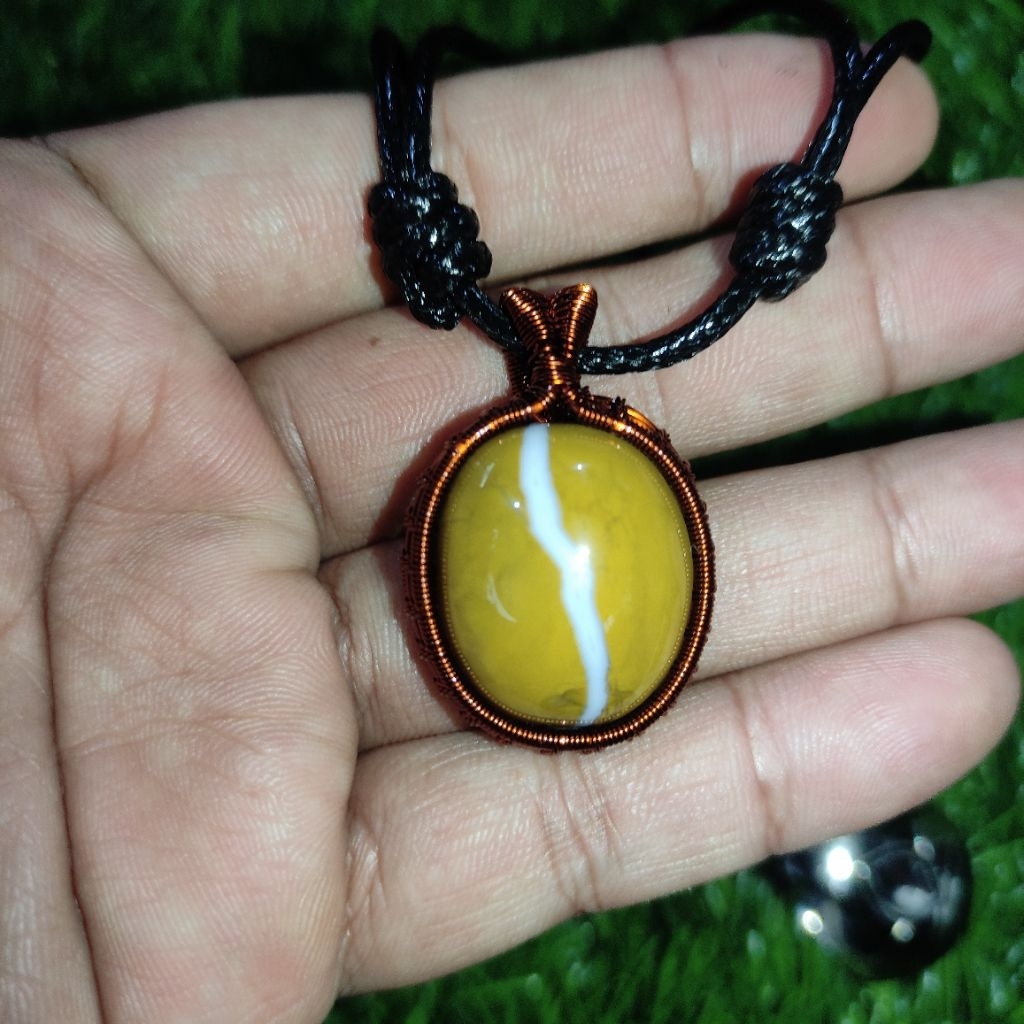 kalung etnik liontin batu akik kendit galih asem 100% garansi natural asli alam