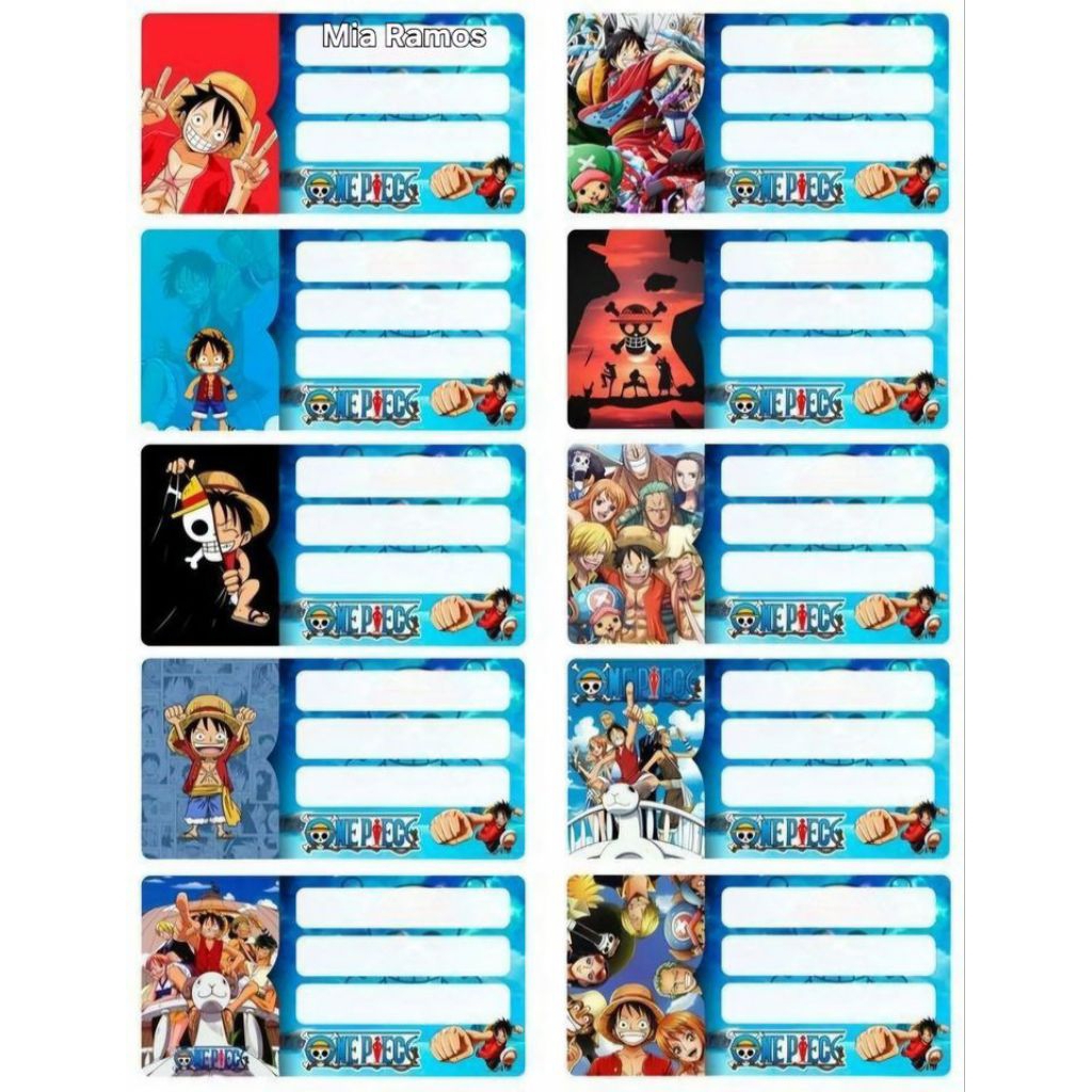 STIKER BUKU ONE PIECE STICKER MATA PELAJARAN ANIME