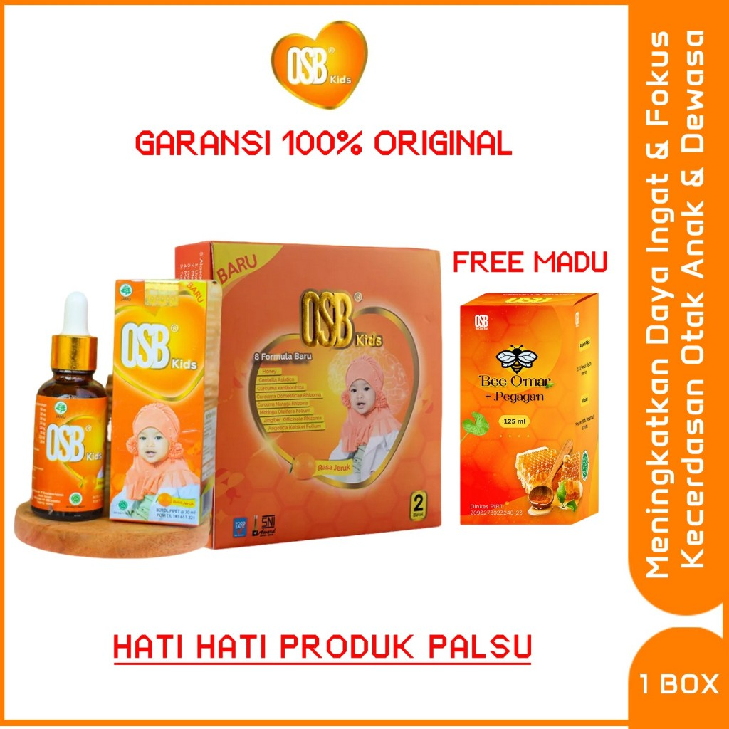 OSB Kids Original Vitamin Otak Meningkatkan Anak Lancar Bicara & Kecerdasaan Bonus Madu Bee Omar
