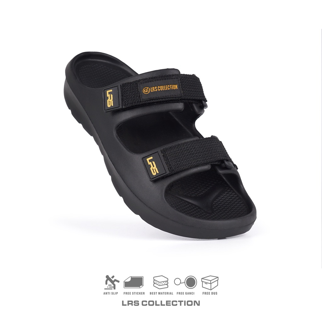 LRS Collection Sandal Pria Arnoud Yellow  Black Sandal Casual Slop LRS Sandal Pria Selop