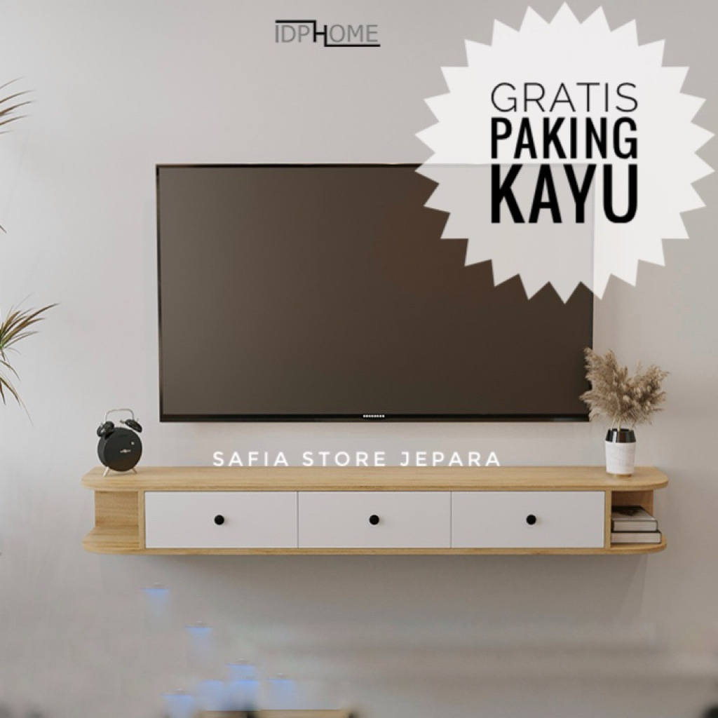 Meja Tv Melengkung Minimalis  / Meja Tv Gantung Estetik