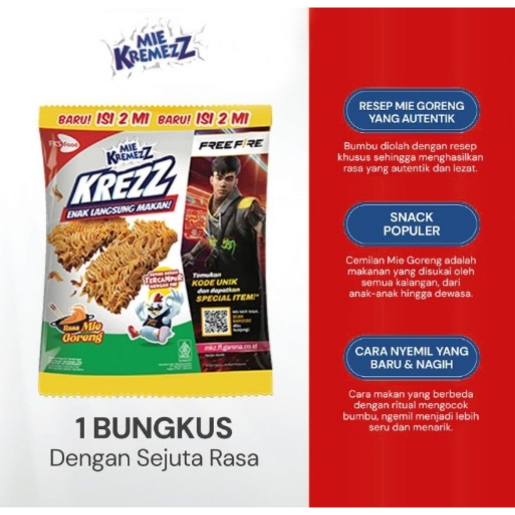 

Paket Bundling - Mie Kremezz Krezz - Mie Goreng - 30gr - 12pc