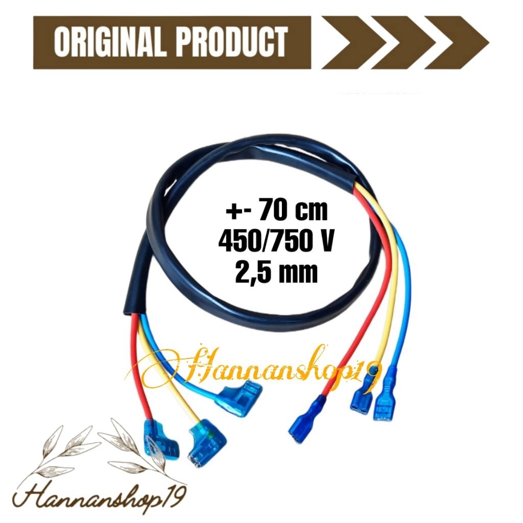 kabel kompresor AC 2.5pk panjang 70cm besar kabel 2.5mm 450V-750V / Soket + kabel kompresor AC 21/2p