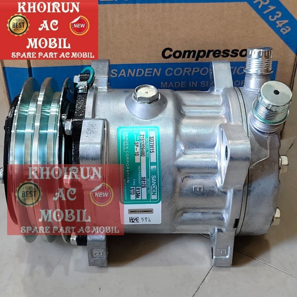 Compresor Kompresor Ac Mobil Alat Berat Truck SD7H15 - 7H15 24Volt - S8126 - Sanden Asli