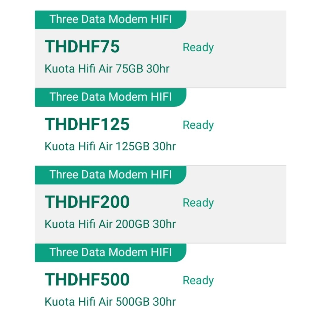 Kuota Data Internet Tri 5G Hifi Air 75GB 125GB 250GB 500GB Full 24Jam Reguler 30Hari 1 Bulan