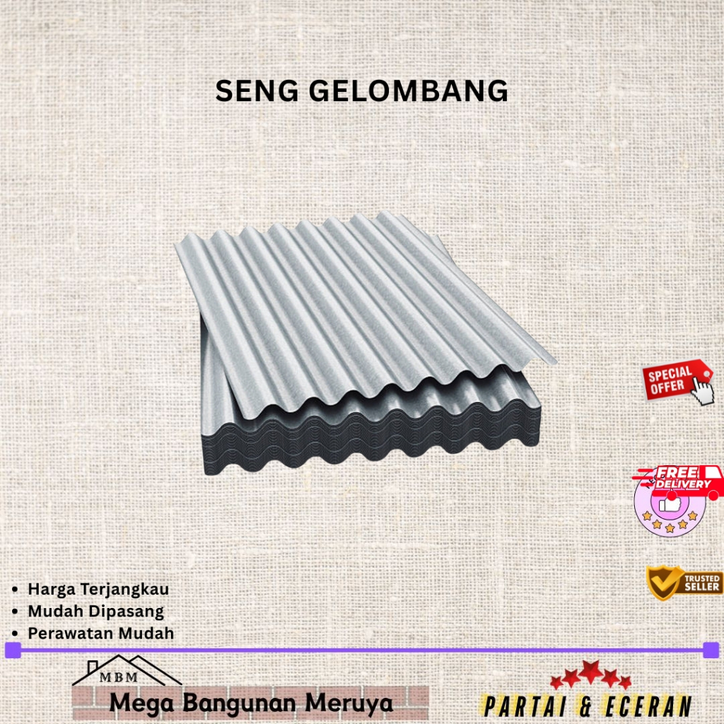 Seng Gelombang 0,2 X 80 CMX180 CM / Seng Gelombang |Lembar