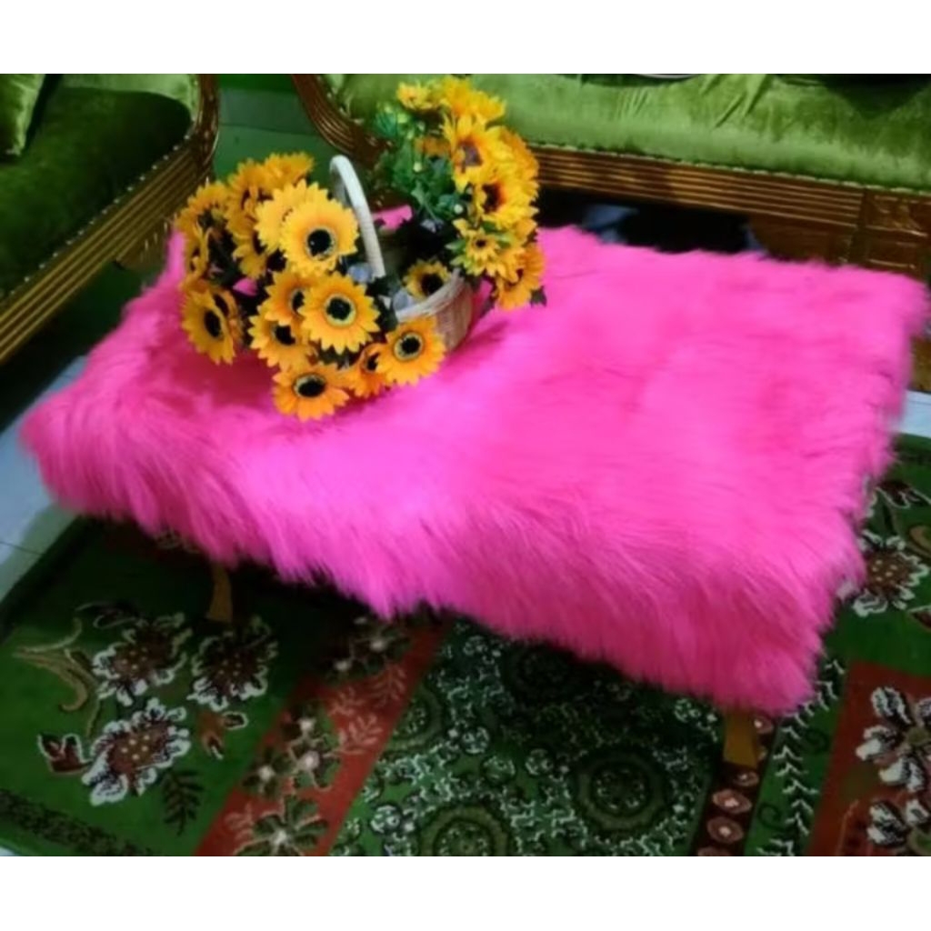 taplak meja karpet bulu korea import