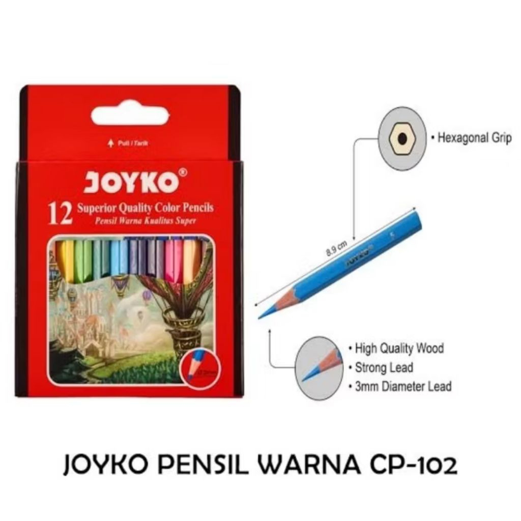 

[12] Pensil warna joyko pendek cp-102 superior quality