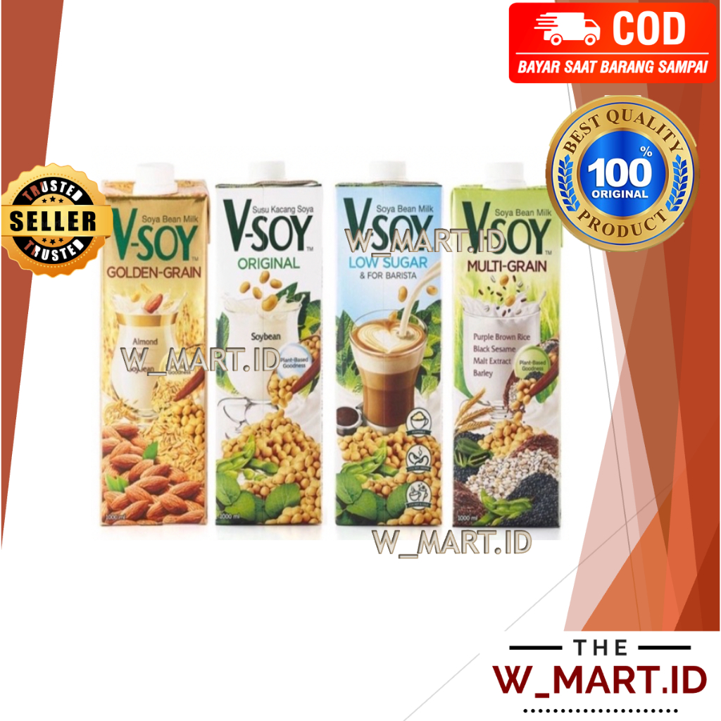 

V SOYA V-SOY SOY BEAN MILK ORIGINAL SUSU KACANG PLANT BASED VEGETARIAN MULTI GRAIN 1000 ML