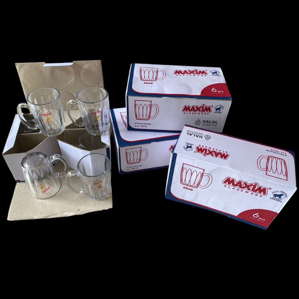 GELAS SET MAXIM 255 ML / GELAS KACA TEBAL MAXIM