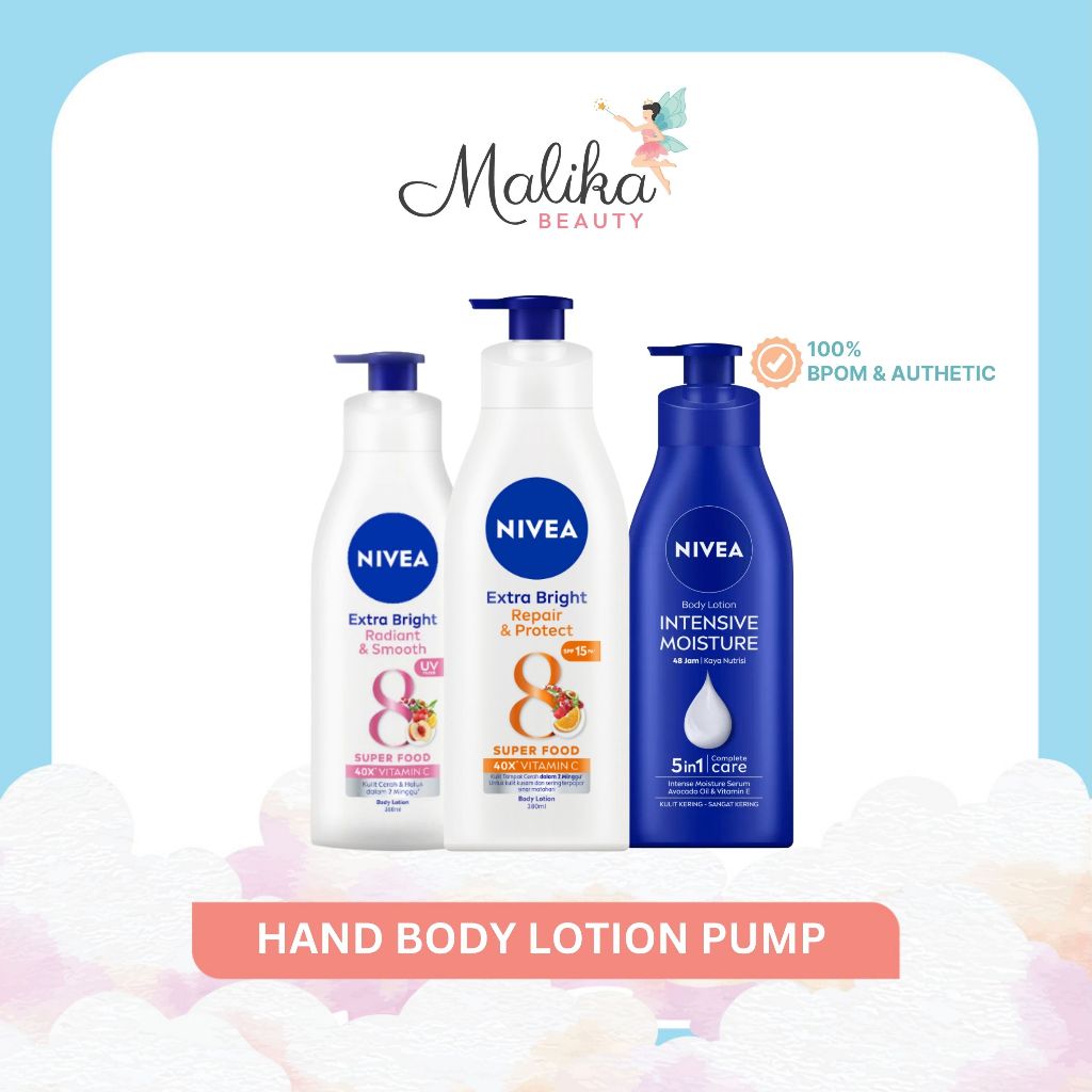 Malika Beauty | NIVEA Hand Body Lotion Pump | Ukuran Besar