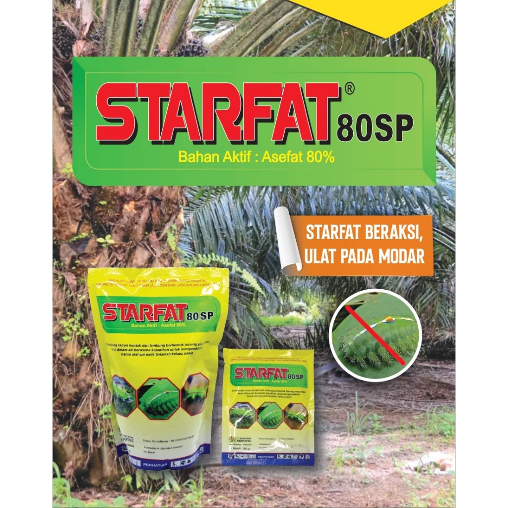 Insektisida STARFAT 80 SP 100GR dan 400GR - Racun Kontak Hama Ulat Api & Penggerek Batang Tanaman Ke