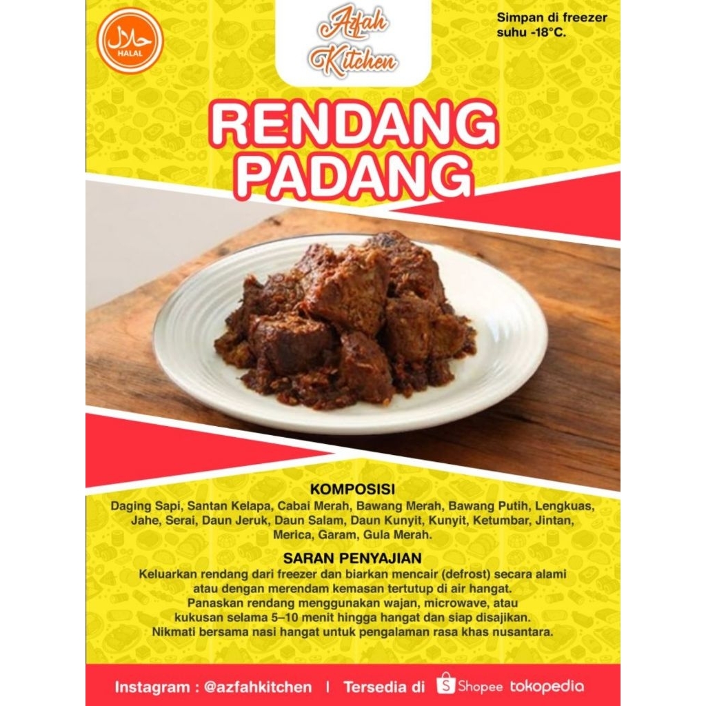 

Azfah Kitchen Rendang Padang Asli Daging Sapi Ala Resto Halal Sehat dan Higienis