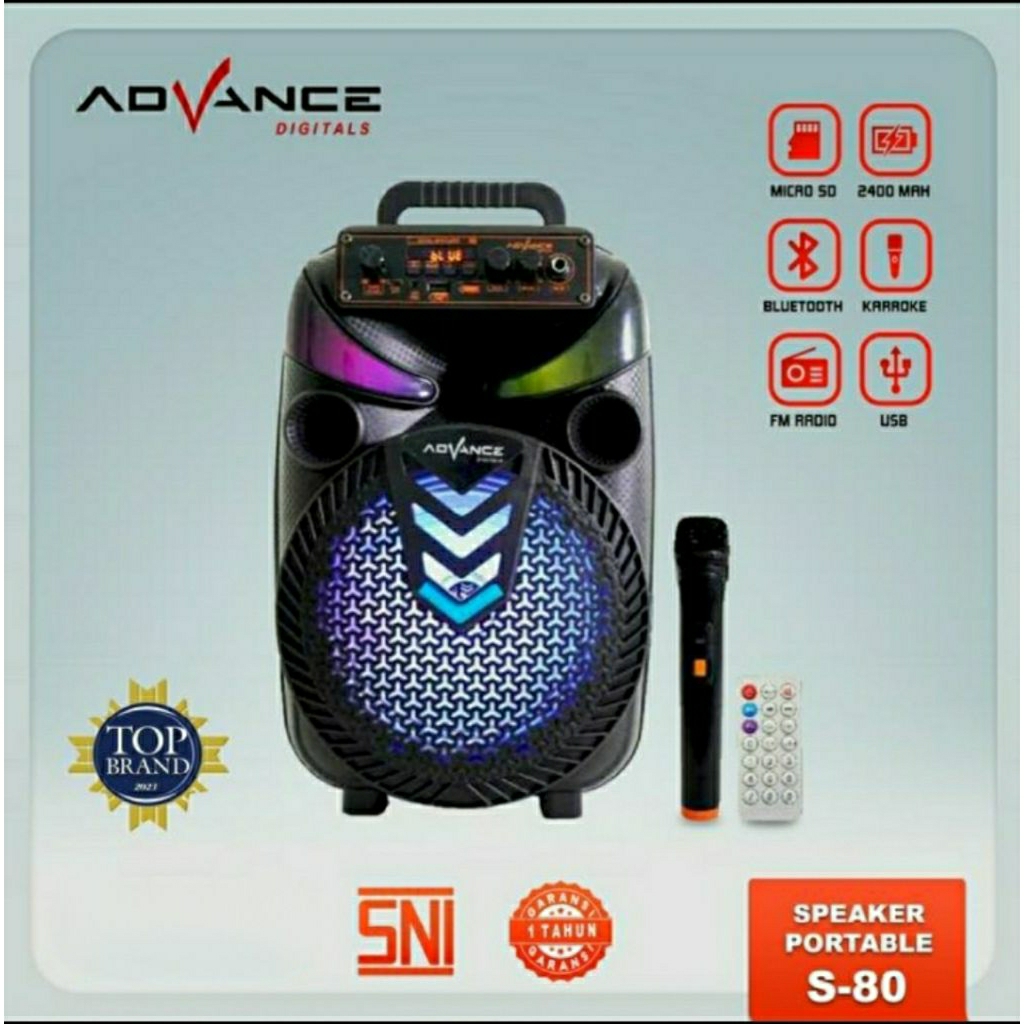 Advance S-80 Speaker Portable Bluetooth Support Karaoke Garansi Resmi SNI
