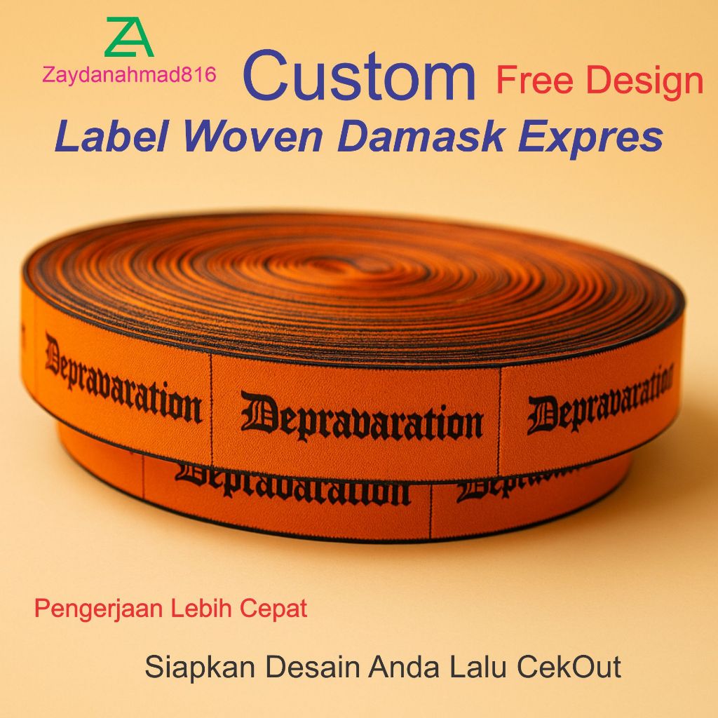 

label woven expres / label bordir hijab / label baju custom pengerjaan cepat