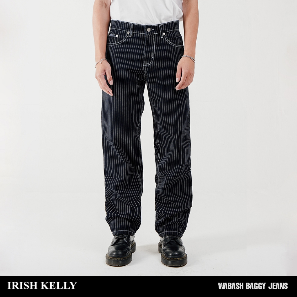 IRISH KELLY Wabash Baggy Jeans Long Pants Denim Dark Blue