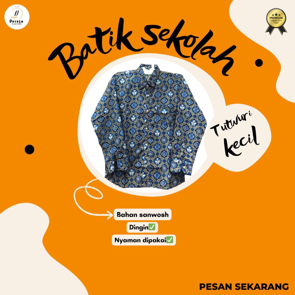 Seragam Sekolah Kemeja Batik SMP Lengan Pendek/Panjang Deresa