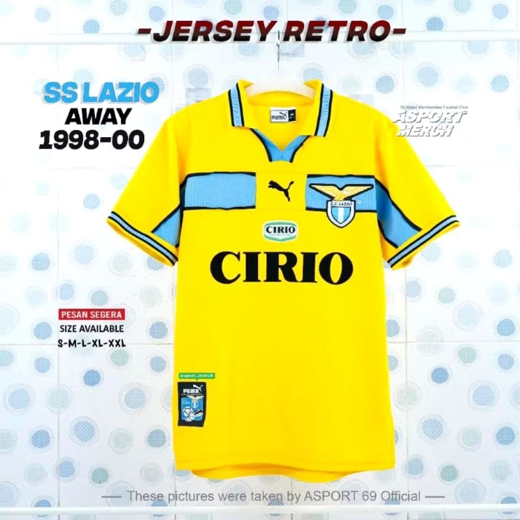 JERSEY RETRO LAZIO AWAY 1998 1999 2000 KUNING LAZIO RETRO AWAY 98 99 00 YELLOW
