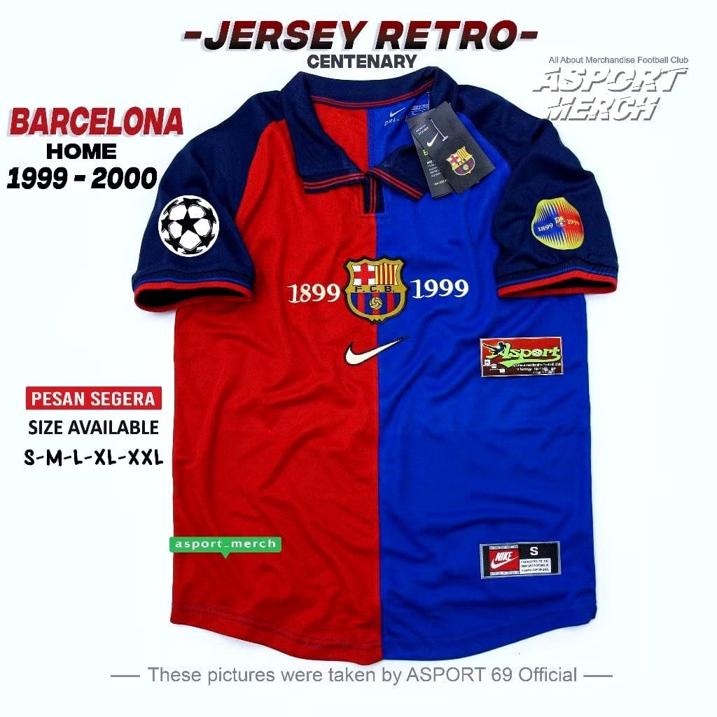 JERSEY RETRO BARCELONA HOME 1999 2000 CENTENARY JERSEY BARCA HOME RETRO 99 00 CENTENARY