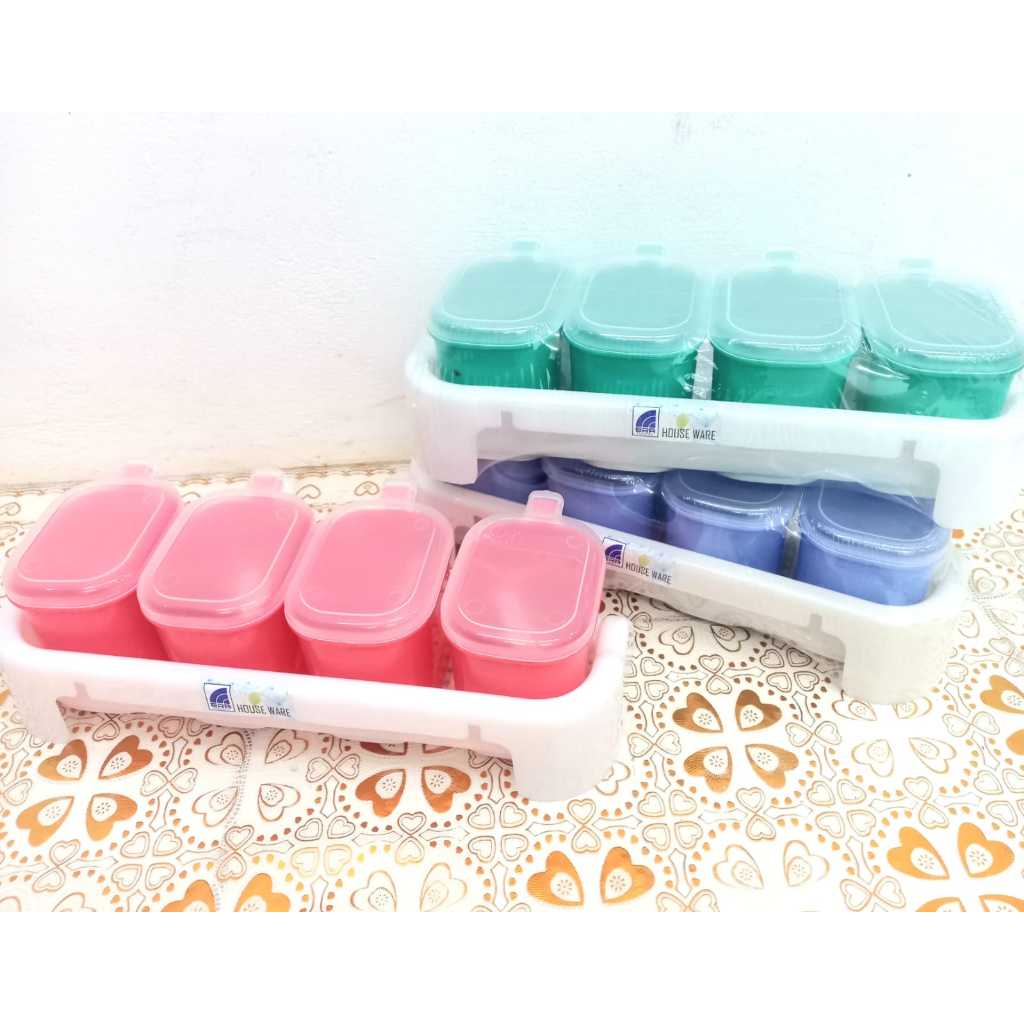 Tempat Bumbu Mawar S4 ERA MCR | Tempat Penyimpanan Bumbu Dapur Plastik Susun 4