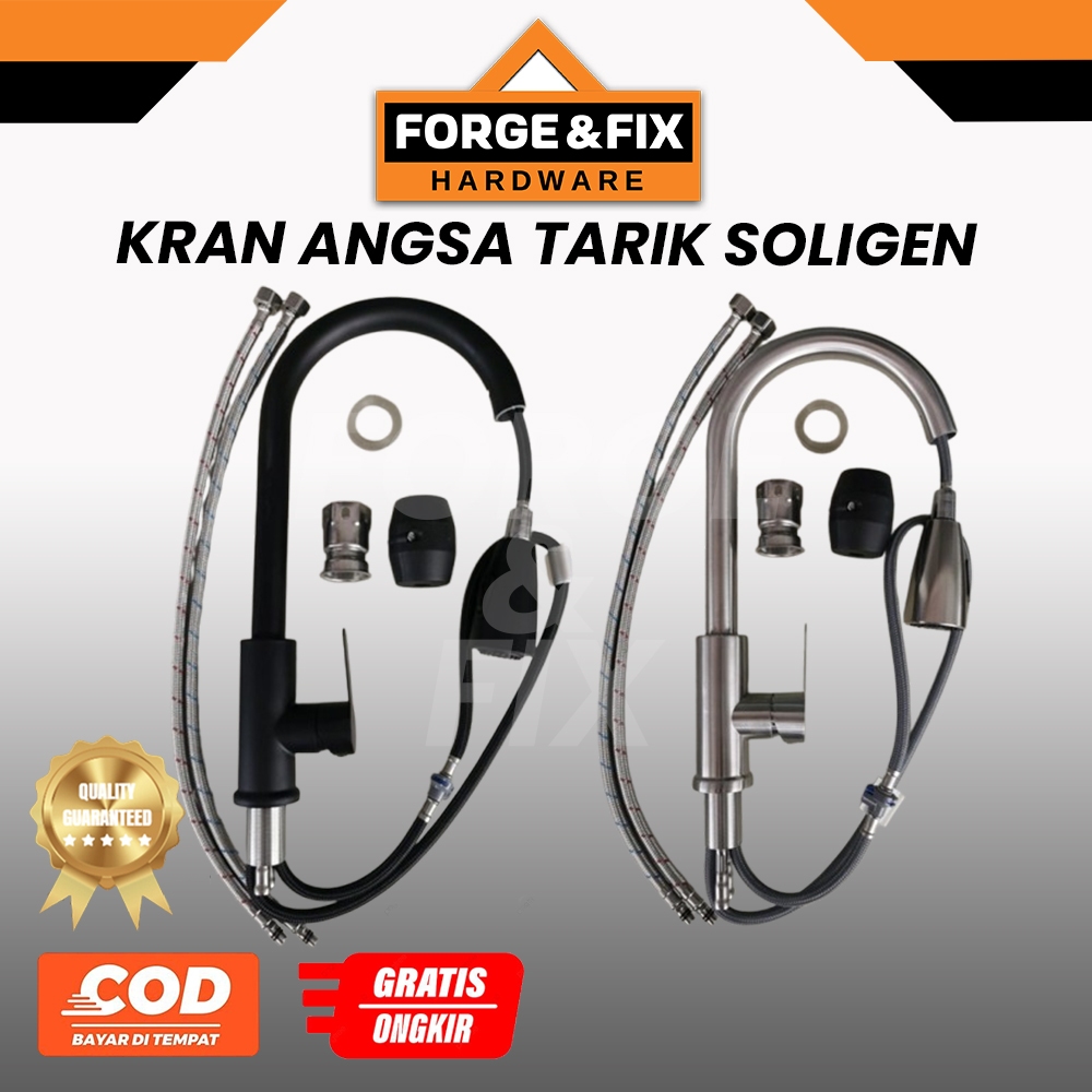 SOLIGEN Kran Keran Angsa Tarik Wastafel Meja BCP Panas Dingin Stainless