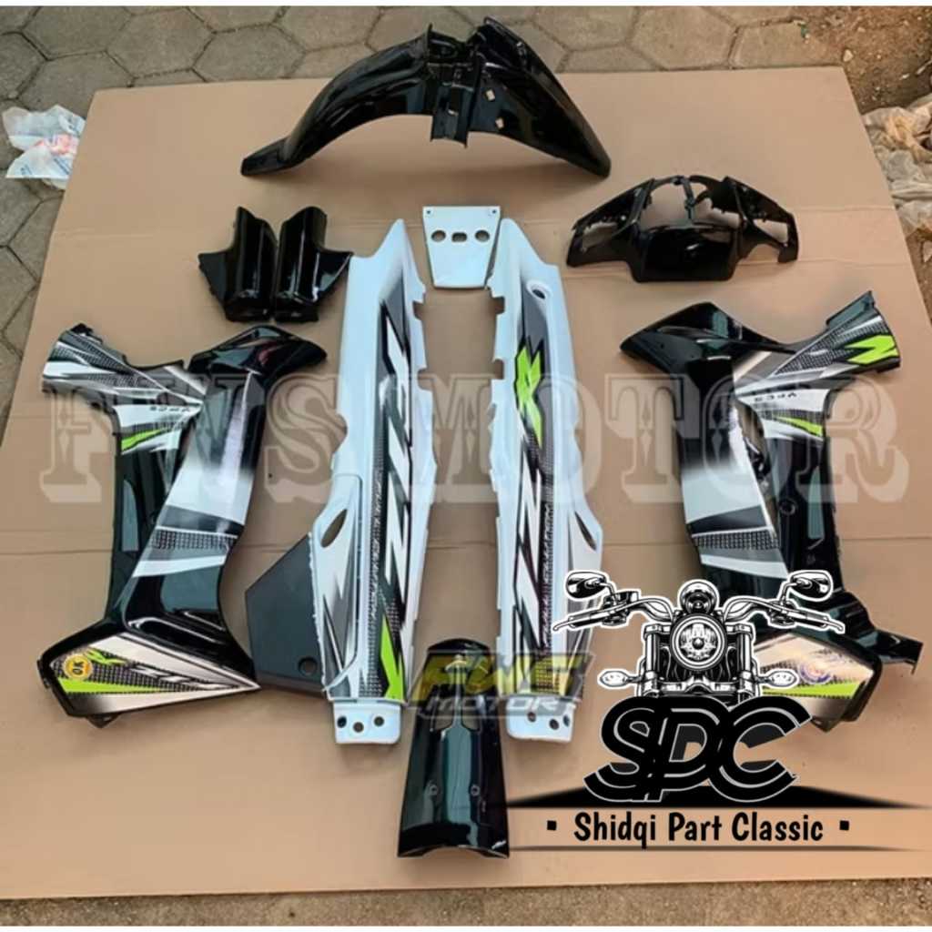 PROMO PAKET BODY FULL SET YAMAHA FIZ R FIZR F1Z R VEGA R LAMA OLD WARNA HITAM GLOSSY KOMBINASI PUTIH