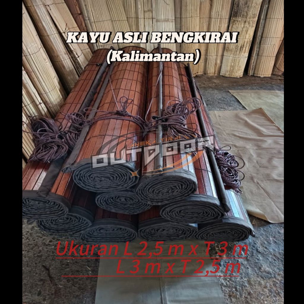 Tirai kayu bengkirai/Tirai kayu gulung jendela, lengkap dengan penggulung
