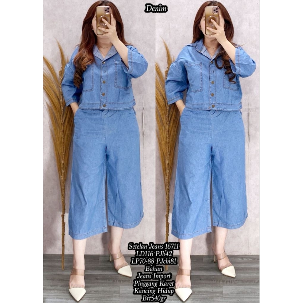 FER 16711 SETELAN JEANS LD 116CM IMPORT / SET JEANS KULOT / READY / REALPICT