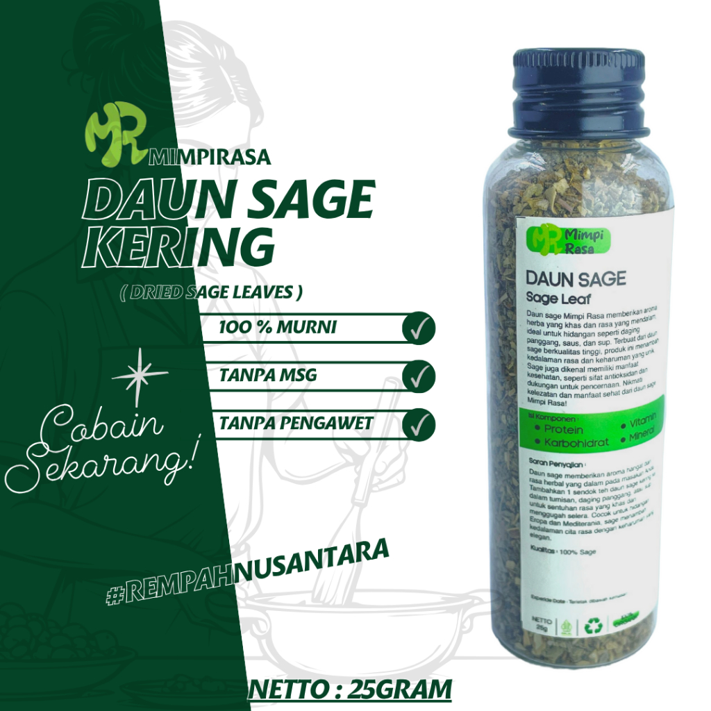 

BUMBU | DAUN SAGE KERING | PURE SAGE LEAVES DRIED 40g