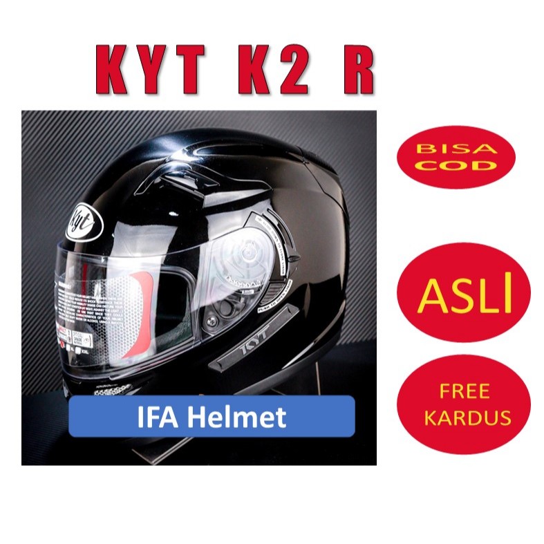 Helm  KYT K2R Solid Black Glossy Matt Doff Doft K2 Rider Hitam Glossy Polos Double Visor FULL Face