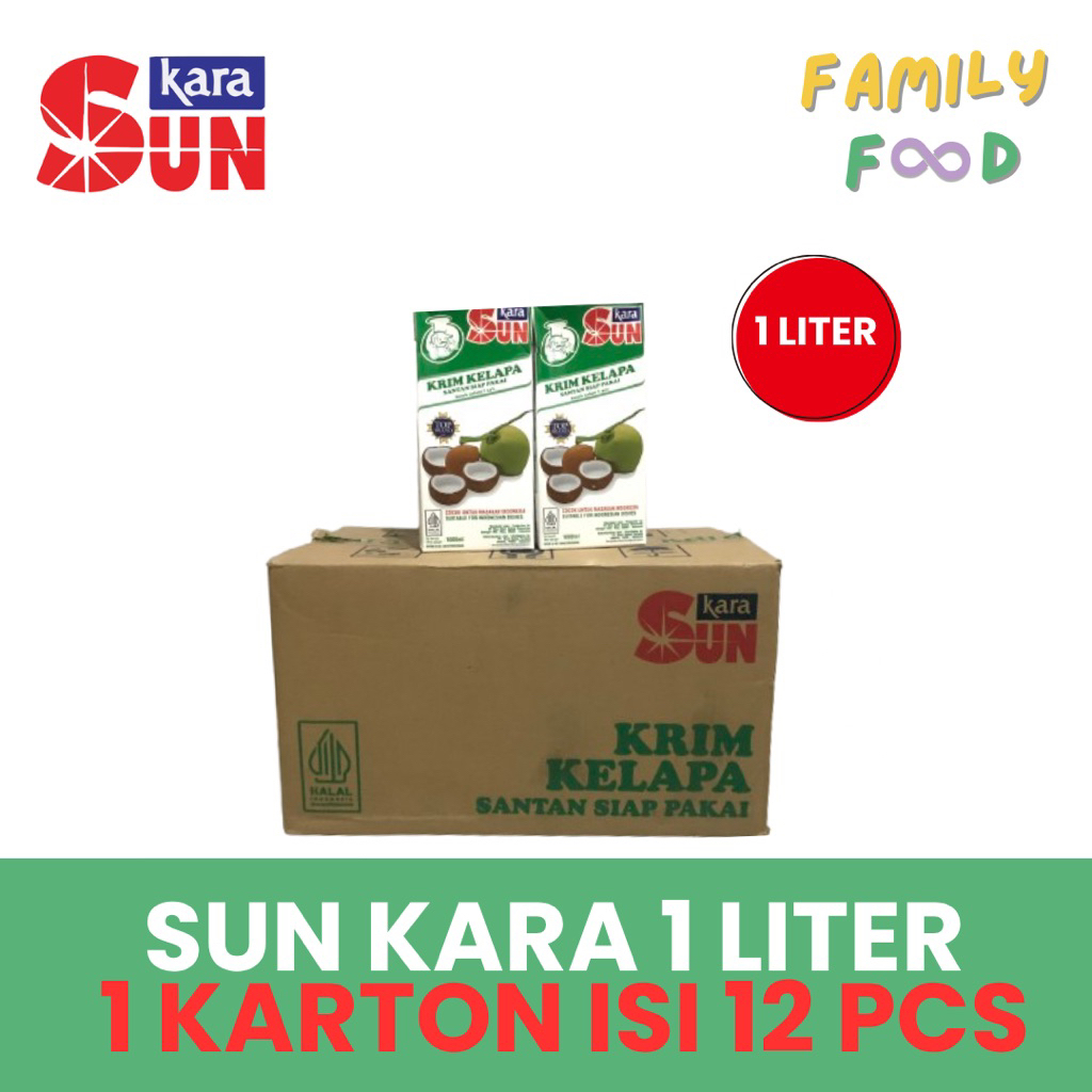 

Santan SUN KARA 1 Liter/1000ml - 1 Dus/Karton isi 12 pcs- Santan Cair Praktis untuk Masak Harian