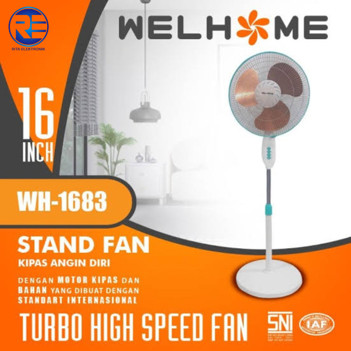 Welhome Kipas Angin Berdiri Besi Ukuran 16" WH-1683
