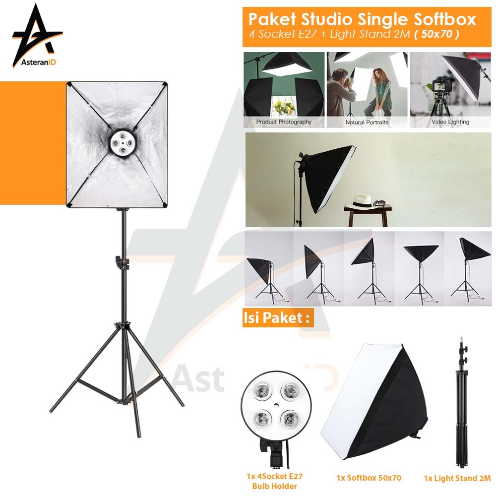Softbox Lighting Softbox 4 Socket E27 Lighting Studio + Stand