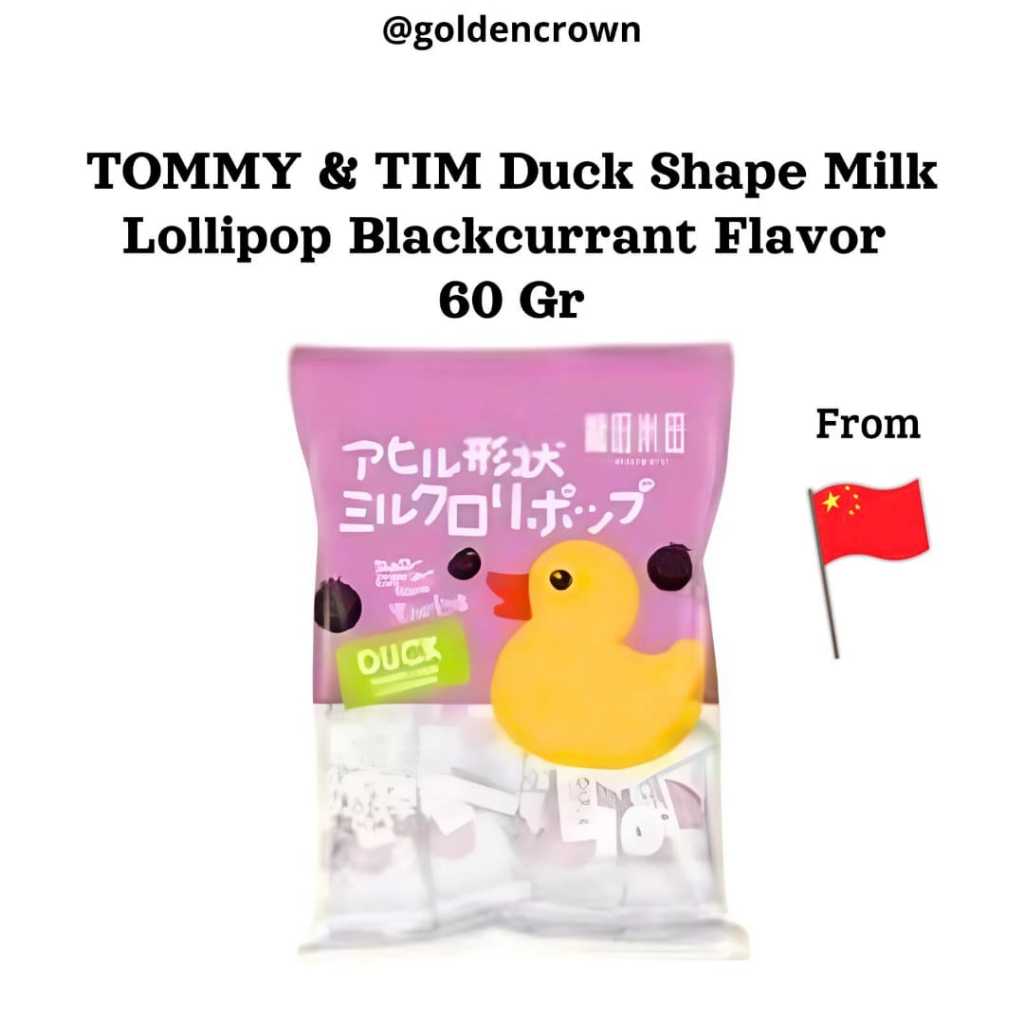 Tommy and Tim Duck Shape Milk Lollipop Blackcurrant Flavor / Permen Lollipop Bentuk Bebek Rasa Black
