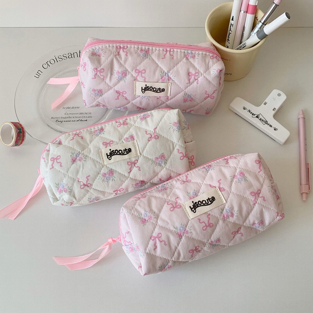 

PINKY ROW -Coquette Ribbon HERA Pencil Case - Kotak Pensil - Pencil Case - Make Up Pouc - Organizer
