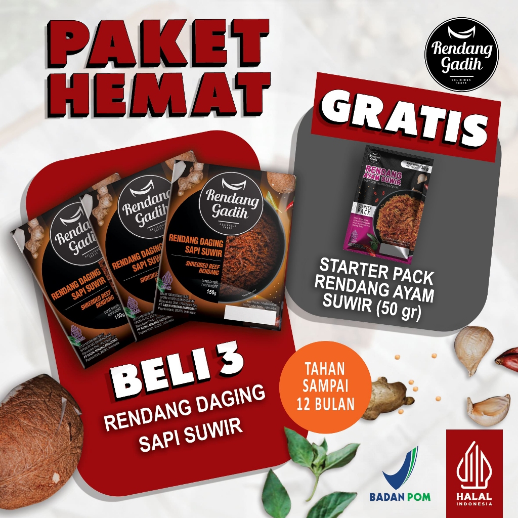 

Rendang Gadih - Paket 3 pcs Rendang Sapi Suwir @ 150 g